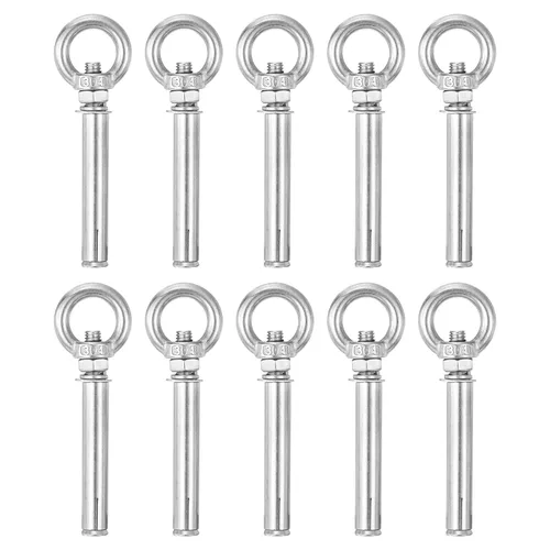 Vista 7 de uxcell Aro de elevación de la expansión, 8pcs M6x50mm 304 tornillo de expansión de acero inoxidable con anillo de ojo para pared de ladrillo