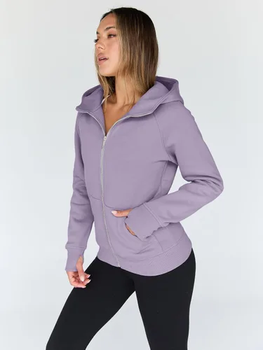 Vista 54 de Trendy Queen Sudaderas con capucha y cremallera para mujer, chaquetas de vellón, talla extragrande, moda de otoño e invierno