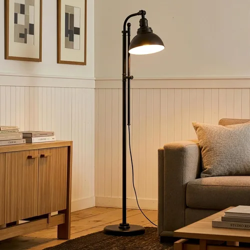 Vista 3 de Brightech Dylan - Lámpara de pie industrial para salas de estar y oficinas, luz LED brillante, encantadora lámpara de pie de granja, lectura
