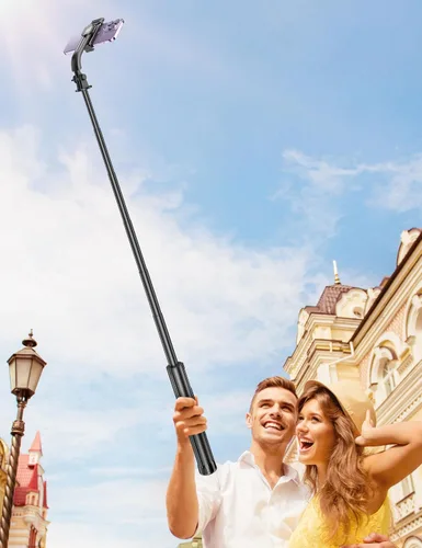 Vista 9 de Trípode de teléfono de 75 pulgadas y palo para selfie, soporte de trípode extensible para teléfono celular con control remoto inalámbrico y soporte