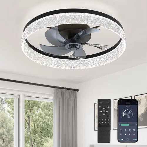 Vista 12 de LEDIARY Ventiladores de techo de perfil bajo de 19.7" con luces, aplicación