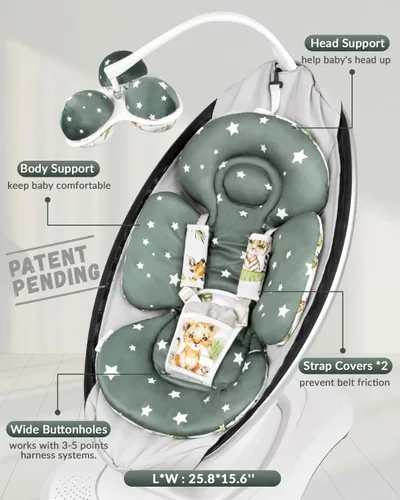 Vista 6 de Inserción para bebé Compatible con columpio 4moms Mamaroo y silla de auto para bebé, incluye 3 bolas de repuesto, inserción reversible para recién