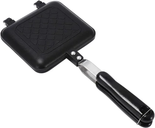 Vista 2 de Sandwichero, doble revestimiento antiadherente a la parrilla para sándwiches y panini, sartén caliente de aluminio antiadherente