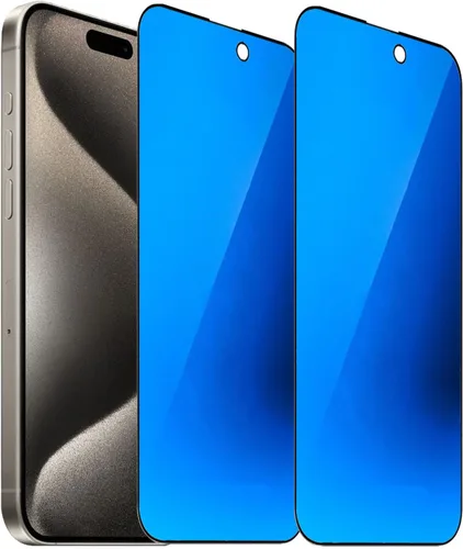 Vista 16 de Paquete de 2 vidrios templados de privacidad anti-azul para iPhone X/iPhone XS/iPhone 11 Pro Mirror Protector de pantalla anti-espía película