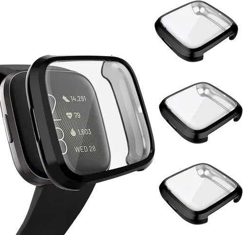 Vista 12 de Paquete de 3 protectores de pantalla compatibles con Fitbit Versa 2, GHIJKL, ultrafino, suave, TPU, funda protectora completa contra golpes