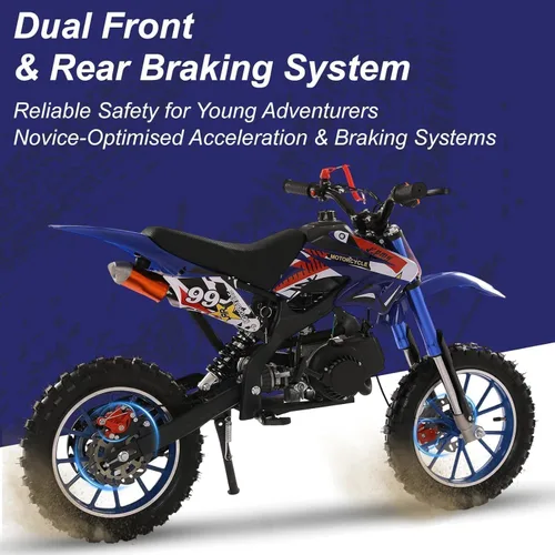 Vista 4 de 50cc Gas Dirt Bikes for Kids 8-14, 2-Stroke Gas Mini Dirt Bike, 35MPH