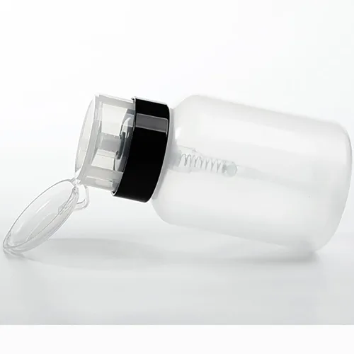 Vista 3 de Hedume Paquete de 16 botellas dispensadoras de bomba vacía con cerradura y empujar, dispensador profesional de 6.8 onzas para bombeo de líquido