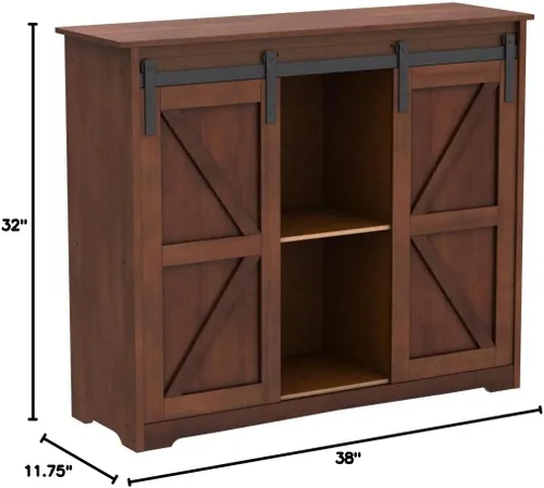 Vista 2 de The Lakeside Collection Gabinetes estilo puerta de granero estilo buffet - Madera rústica