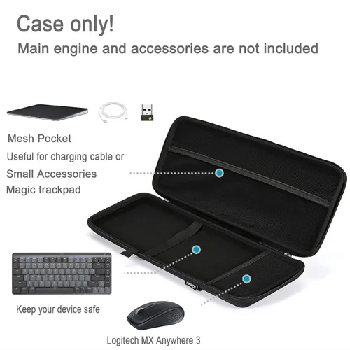 Vista 2 de RAIACE Estuche de almacenamiento rígido compatible con Logitech MX Keys Mini teclado mecánico inalámbrico de rendimiento iluminado. (solo funda)