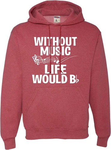Vista 14 de Go All Out Sudadera con capucha para hombre y mujer sin música Life Would B Flat Funny Music Lovers Granate