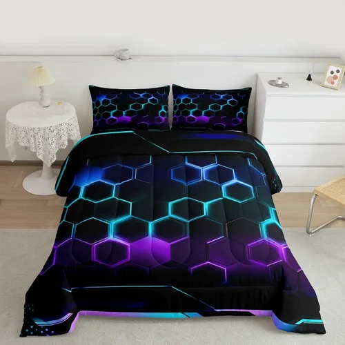 Vista 22 de Juego de ropa de cama Happy Camping de Homewish, tamaño individual, con diseño de osos cazadores y pinos, para niños, hombres, adultos, decoración