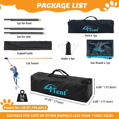 Vista 8 de Catio extragrande para gatos al aire libre, tienda de campaña plegable de 2 niveles con 3 puertas para patio, balcón, interior y campamento