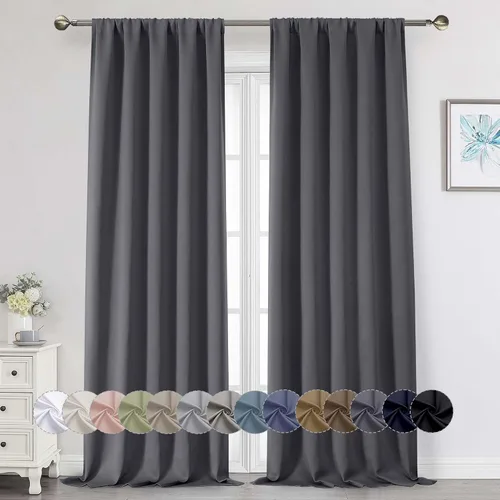 Vista 230 de Cortinas opacas para dormitorio, sala de estar, juego de 2 paneles de 54 pulgadas de largo, cortinas de oscurecimiento de habitación con aislamiento