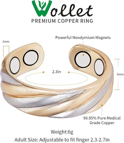 Vista 3 de (3 unidades) anillos de cobre magnéticos saludables para artritis para mujeres regalo para mujeres mamá esposa joyería mejor alivio del dolor