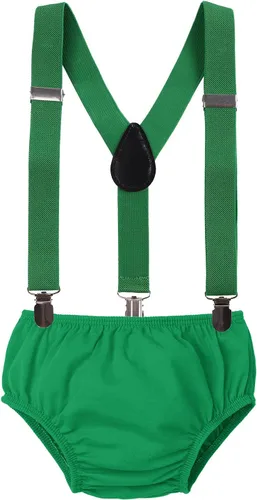Vista 5 de IDOPIP Traje de circo para bebé niño, primer cumpleaños, pañal, pañal, diadema, sombrero, disfraz de fiesta 4 dinosaurios verdes