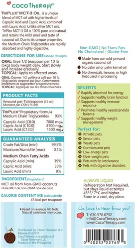 Vista 4 de CocoTherapy Aceite Triplex MCT-3, sin OMG, 100% puro y natural, 8 onzas.