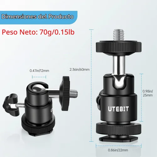 Vista 3 de UTEBIT Paquete de 2 soportes universales de trípode con cabeza de bola