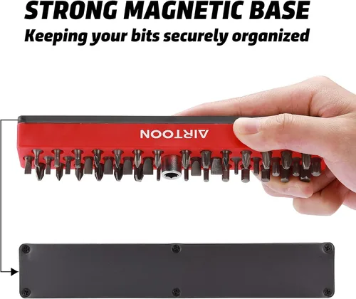 Vista 3 de 2 soportes magnéticos para puntas hexagonales de 1/4 de pulgada, almacenamiento de brocas de 43 agujeros con base magnética fuerte, organizador