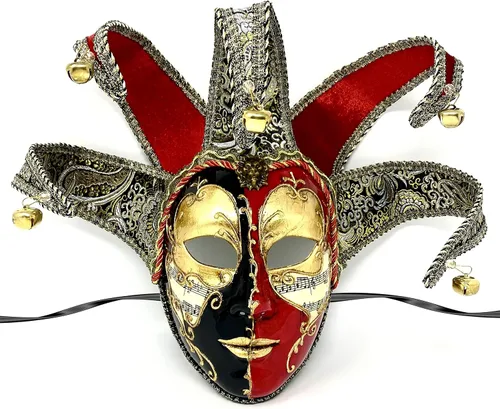 Vista 9 de Máscara veneciana para disfraz de mascarada, máscaras de bufón para baile Holloween Mardi Gras fiesta de cosplay