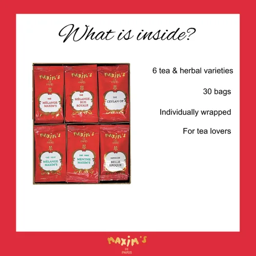 Vista 5 de Maxim's de Paris - Colección de 30 bolsas de té surtidas, caja de regalo de 2.01 oz