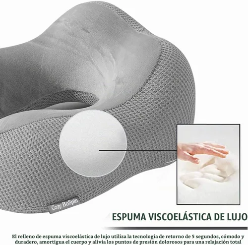 Vista 7 de Almohada de viaje – Almohada de cuello para viajes, almohada de apoyo portátil de espuma viscoelástica, cómoda y ligera, paquete rápido para 2-Gris