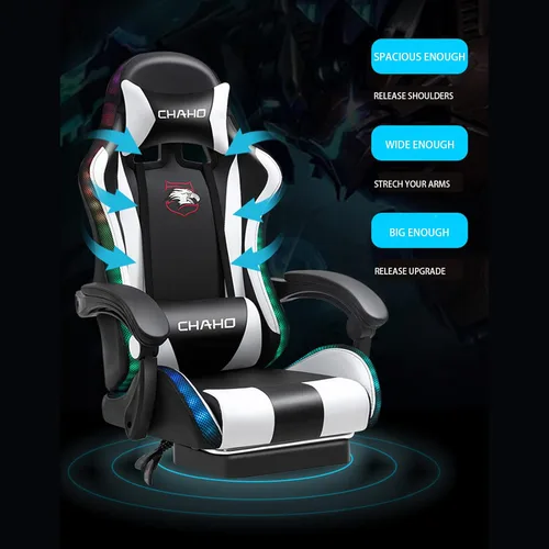 Vista 6 de KEUVEN Silla de juegos con reposapiés, silla de jugador para adultos, silla de juegos de capacidad de 200 libras, sillas