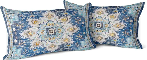 Vista 26 de Snycler Fundas de almohada boho 16x16 pulgadas juego de 2, almohadas de estilo boho para sofá en azul marino, rojo, geométrico, floral, decorativas