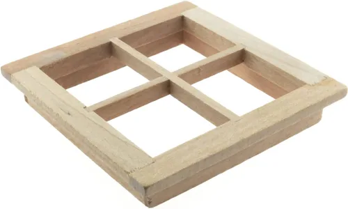 Vista 3 de RLECS Casa de muñecas de madera con ventana cuadrada de 2,75 x 2,75 pulgadas, color madera, 4 ventanas, 1/12, accesorios en miniatura para casa