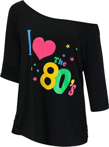 Vista 2 de ZeroShop Traje de los años 80 para mujer, fiesta de los años 80, décadas de Halloween, accesorios