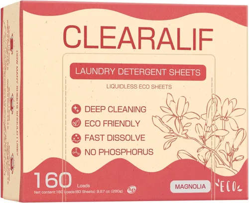 Vista 9 de Hojas de detergente para lavandería hasta 160 lavados, Amber Dusk - Excelentes para viajes, apartamentos, dormitorios, tiras de detergente CLEARALIF