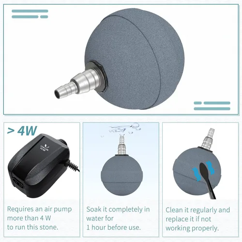 Vista 5 de Pawfly Bola de piedra de aire para acuario de 2 pulgadas, piedras de aire para acuario, tanque de pecera, estanque y depósito DWC, paquete de 2