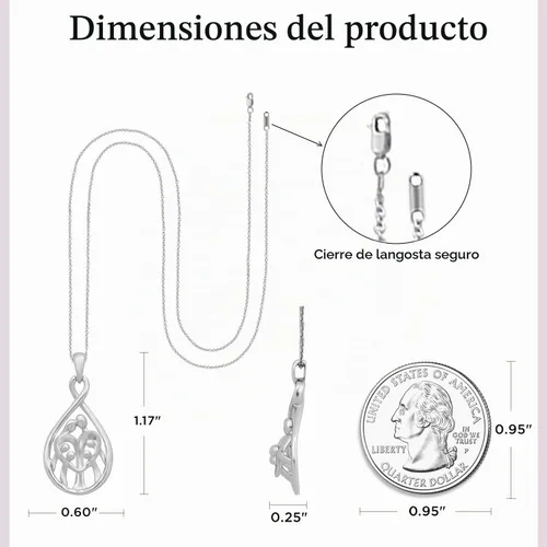 Vista 4 de Jewelili 925 Sterling Silver Family Pendant Necklace for Women