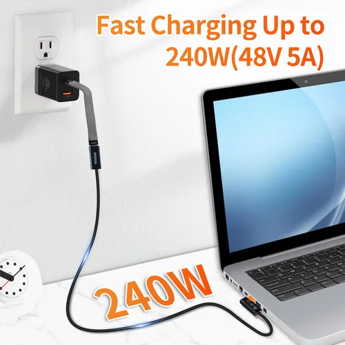 Vista 3 de APEXSUN Cable de extensión USB C (1.6 pies), cable coaxial corto USB-C macho a hembra compatible con Thunderbolt 4/3, USB4, PD240W, video 8K/4K