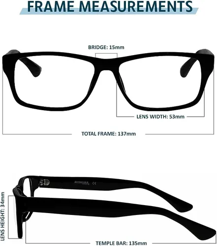Vista 3 de Gafas de lectura de cristal real con lentes de cristal real transparente en marco estilo geek - aumento +0.25 a +3.00
