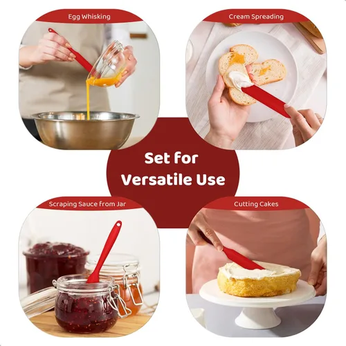 Vista 6 de Raspador de tarro de silicona con mango largo, esparcidor de mermelada para mantequilla de maní, espátula de cocina para hornear y glaseado