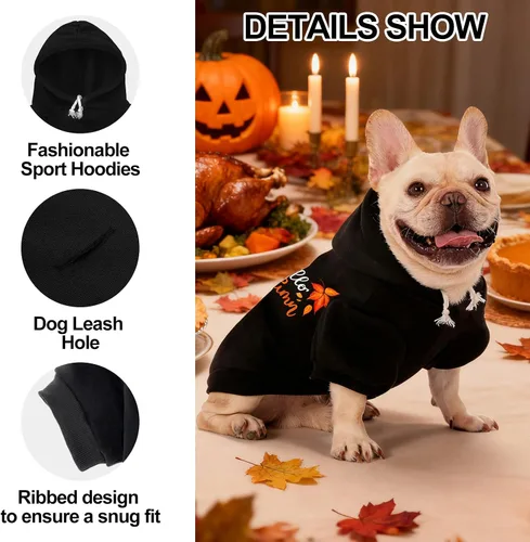 Vista 3 de EXPAWLORER Sudadera con capucha para otoño de perro - Suéteres suaves y cálidos para perros, ropa para mascotas, abrigo de otoño e invierno
