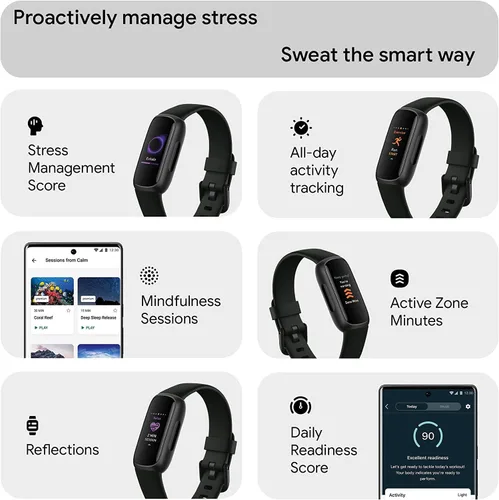 Vista 3 de Fitbit Inspire 3 Rastreador de actividad de salud y fitness (negro) con intensidad de entrenamiento, seguimiento del sueño, frecuencia cardíaca