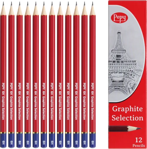 Vista 14 de Pepy Lápices de dibujo profesionales de grafito, juego de 12 lápices de plomo negros preafilados B; perfectos para dibujar, dibujar y sombrear