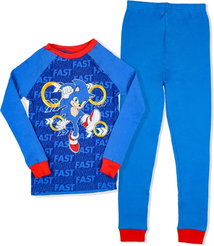 Vista 3 de Sonic The Hedgehog Conjunto de pijama de 4 piezas con camisa y pantalones de manga larga para niños