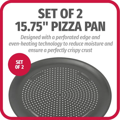 Vista 2 de GoodCook AirPerfect - Sartén antiadherente para pizza de 16 pulgadas - Juego de 2 - Bandejas de pizza para horno, bandeja redonda perforada