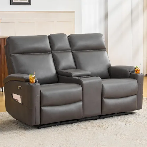 Vista 10 de Sofá biplaza reclinable eléctrico, sofá reclinable eléctrico Marrón