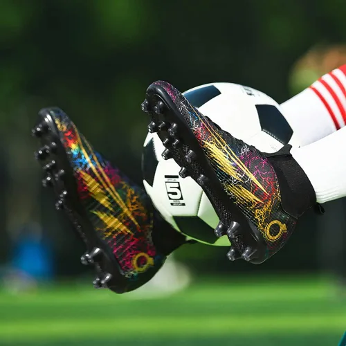Vista 2 de ailishabroy Botas de fútbol para hombre, FGAG, zapatos de fútbol para interiores y exteriores, con picos firmes para el suelo, entrenamiento