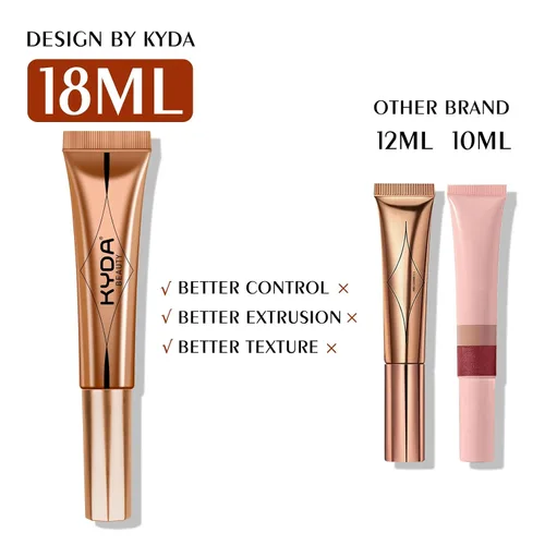 Vista 2 de KYDA Varita iluminadora líquida, iluminador facial brillante para construir, resaltador brillante, bronceador, cobertura suave mezclable con Dorado