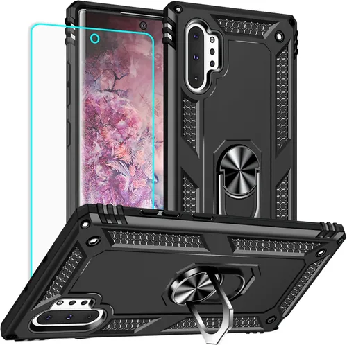 Vista 13 de Funda para Samsung Galaxy Note 10 Plus con protector de pantalla: [probada contra caídas de grado militar] Soporte de anillo a prueba de golpes