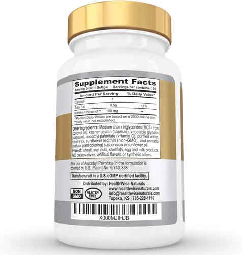Vista 3 de Ultimate CoQ10 Ubiquinol (100 mg) – Supreme cardiovascular, antioxidante, & Suplemento Antienvejecimiento – Más de 4 x Más eficaz – Pure Kaneka Qh