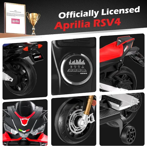 Vista 2 de Motocicleta para niños, motocicleta Aprilia RSV4 con licencia de Negro