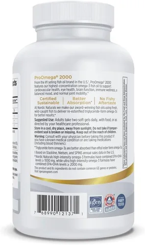 Vista 6 de Cápsulas blandas de gel con sabor a limón ProOmega 2000 de Nordic Naturals. 120 cápsulas.