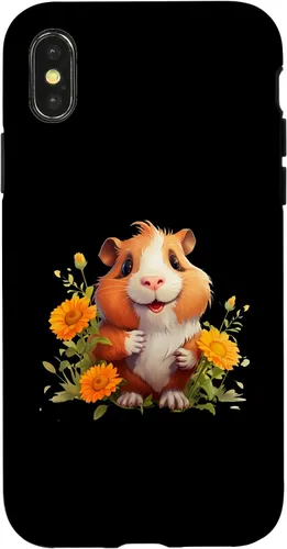 Vista 4 de iPhone 15 Guinea Pig with Flowers for a Guinea pig Lover Case