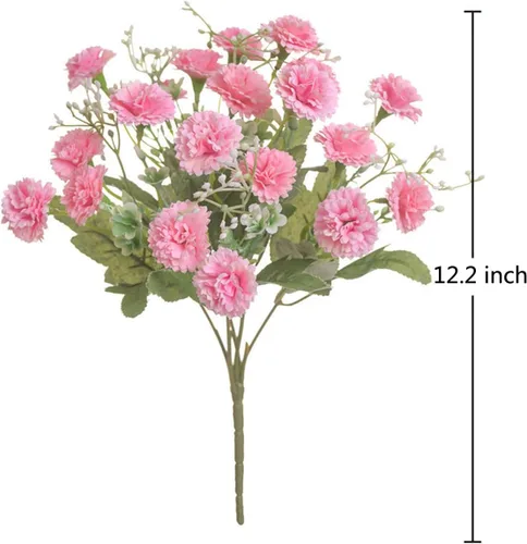 Vista 2 de 2 flores artificiales de clavel pequeñas a granel con tallos de seda, flores de clavel de seda para exteriores, bodas, hogar, hotel, decoración
