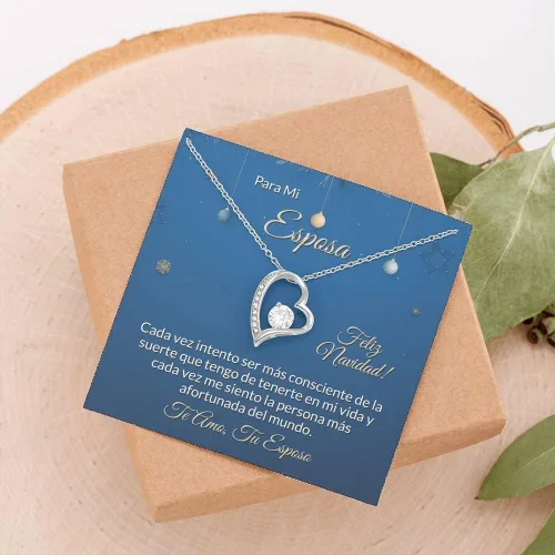 Vista 7 de Regalo de Navidad Para Mi Esposa Collar Acabado en Oro Blanco Regalo para Mujer en Español